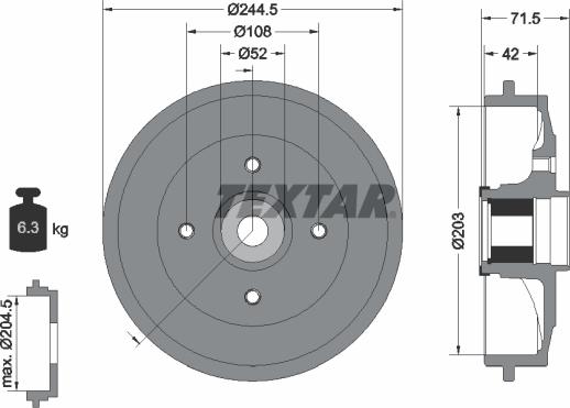 Textar 94041200 - Тормозной барабан autospares.lv