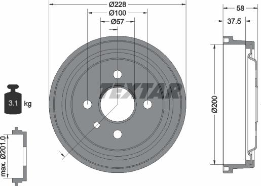 Textar 94048500 - Тормозной барабан autospares.lv