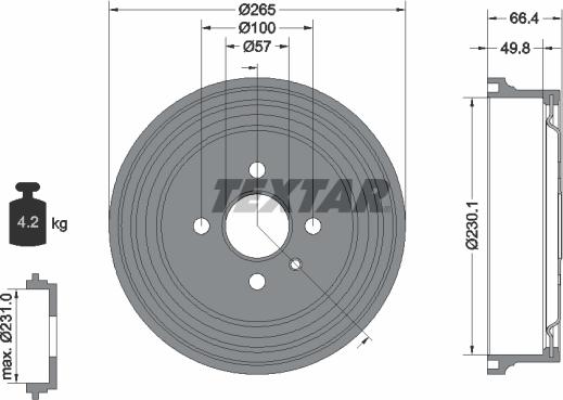 Textar 94048700 - Тормозной барабан autospares.lv