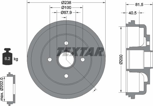 Textar 94043100 - Тормозной барабан autospares.lv