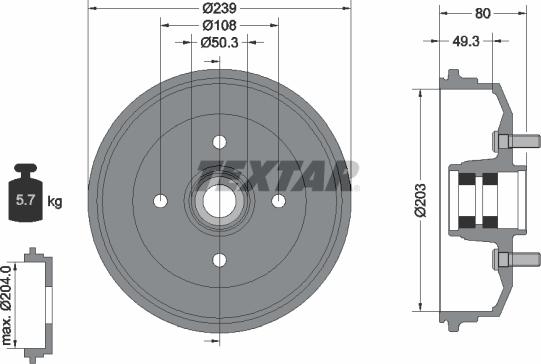 Textar 94042600 - Тормозной барабан autospares.lv