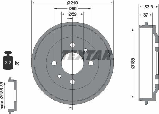 Textar 94006400 - Тормозной барабан autospares.lv