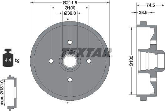 Textar 94006600 - Тормозной барабан autospares.lv