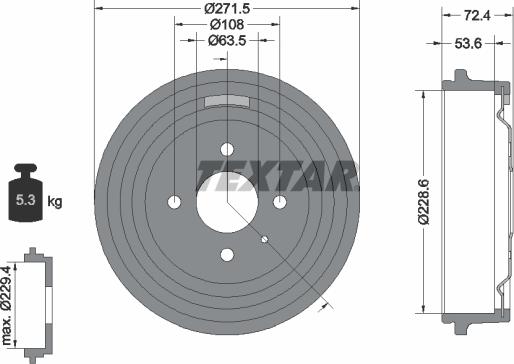 Textar 94007300 - Тормозной барабан autospares.lv