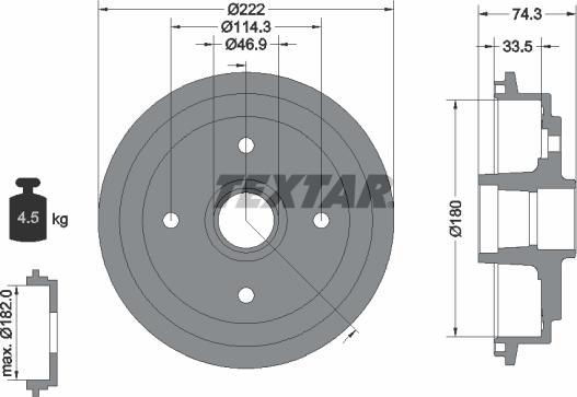 Textar 94019300 - Тормозной барабан autospares.lv