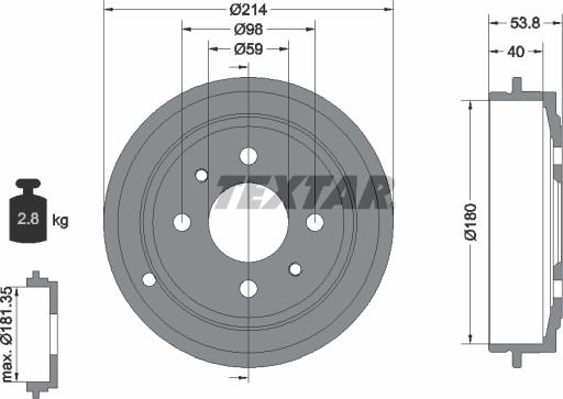 Textar 94014800 - Тормозной барабан autospares.lv