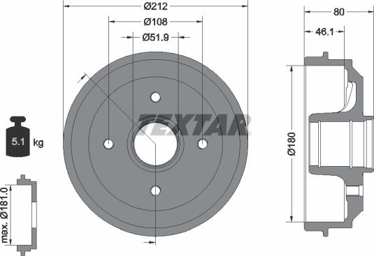 Textar 94014200 - Тормозной барабан autospares.lv