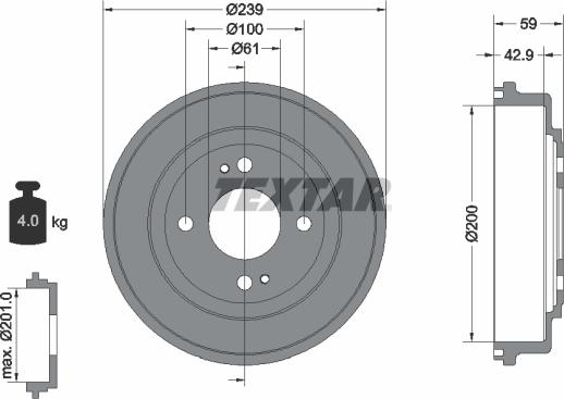 Textar 94015300 - Тормозной барабан autospares.lv