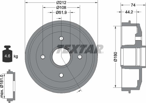 Textar 94011800 - Тормозной барабан autospares.lv