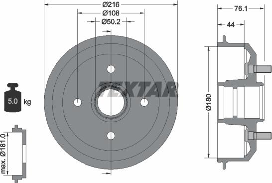 Textar 94018500 - Тормозной барабан autospares.lv