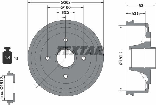 Textar 94013500 - Тормозной барабан autospares.lv