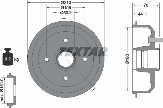 Textar 94012900 - Тормозной барабан autospares.lv