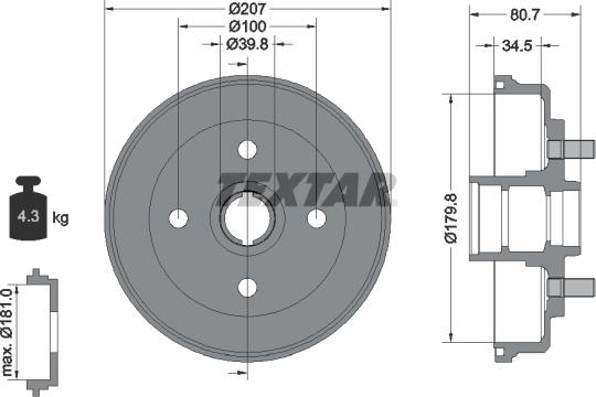 Textar 94017800 - Тормозной барабан autospares.lv