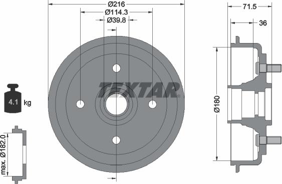 Textar 94030200 - Тормозной барабан autospares.lv