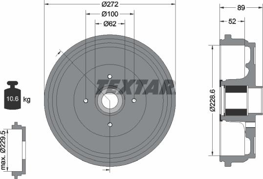 Textar 94038900 - Тормозной барабан autospares.lv