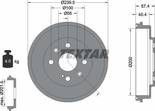 Textar 94038400 - Тормозной барабан autospares.lv