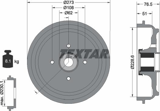 Textar 94037900 - Тормозной барабан autospares.lv