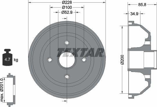 Textar 94024100 - Тормозной барабан autospares.lv