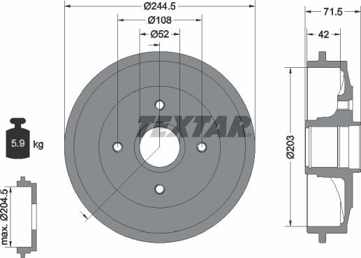 Textar 94026600 - Тормозной барабан autospares.lv