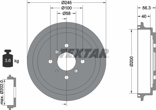 Textar 94026300 - Тормозной барабан autospares.lv