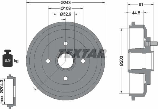 Textar 94026700 - Тормозной барабан autospares.lv