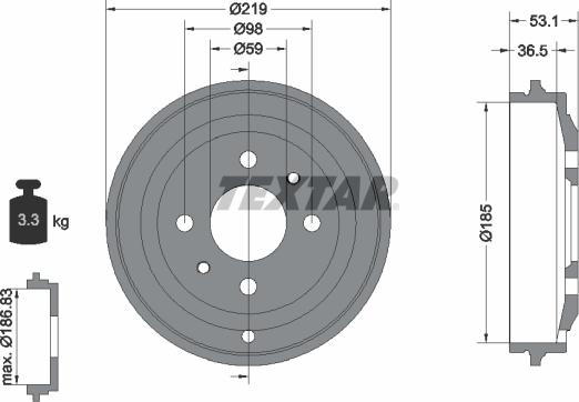 Textar 94020000 - Тормозной барабан autospares.lv