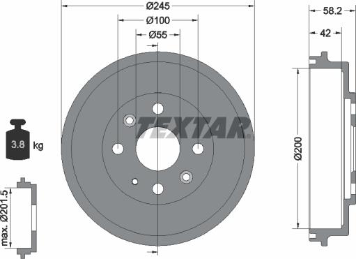 Textar 94028500 - Тормозной барабан autospares.lv