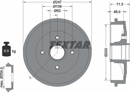 Textar 94028200 - Тормозной барабан autospares.lv