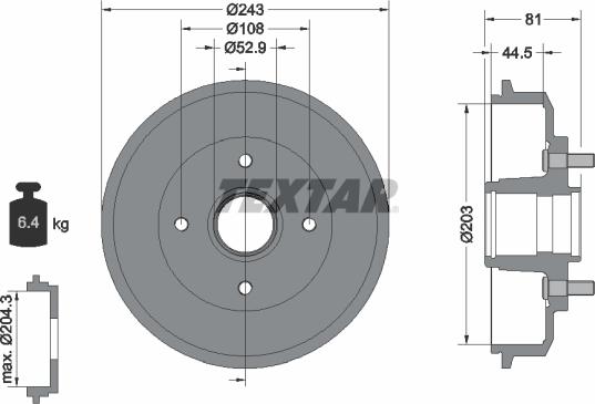 Textar 94022500 - Тормозной барабан autospares.lv