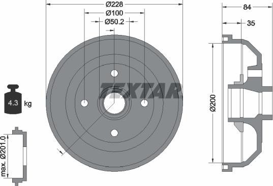 Textar 94022300 - Тормозной барабан autospares.lv