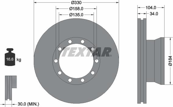 Textar 93085400 - Тормозной диск autospares.lv