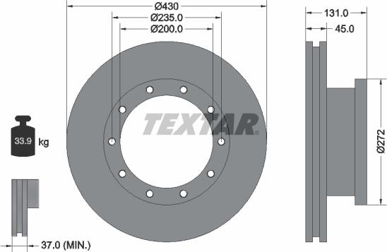 Textar 93086700 - Тормозной диск autospares.lv