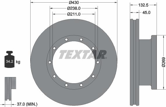 Textar 93087900 - Тормозной диск autospares.lv