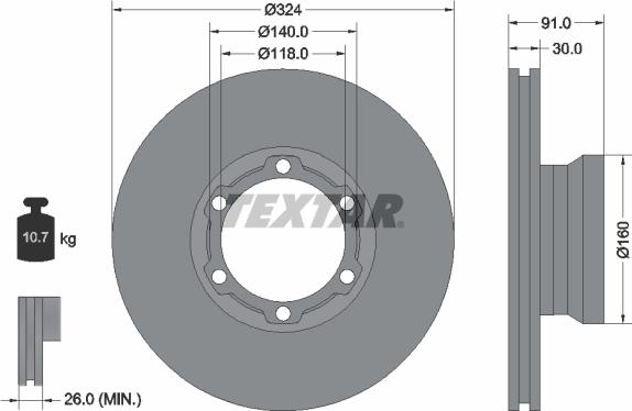 Textar 93087600 - Тормозной диск autospares.lv