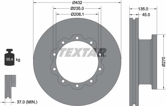 Textar 93087000 - Тормозной диск autospares.lv