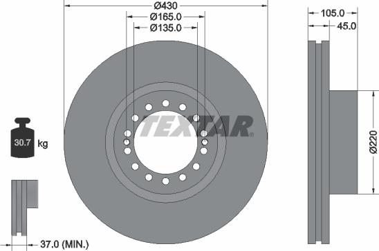 Textar 93143800 - Тормозной диск autospares.lv