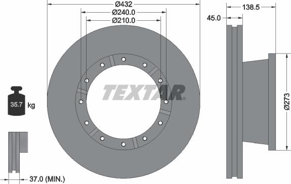 Textar 93142900 - Тормозной диск autospares.lv