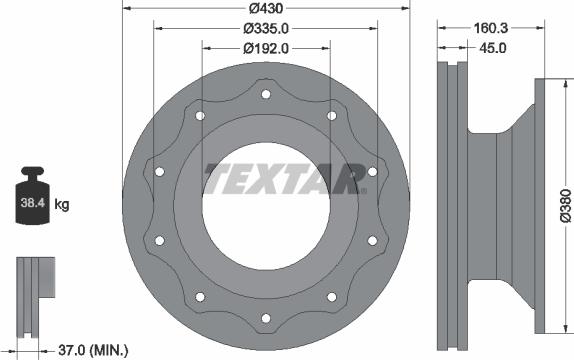 Textar 93101900 - Тормозной диск autospares.lv