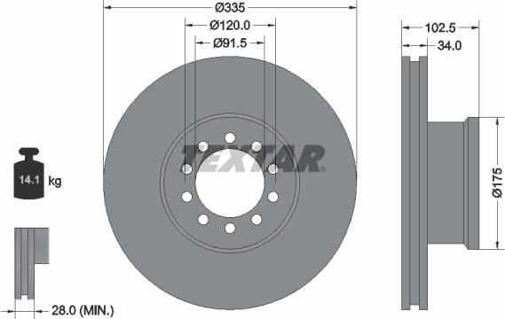 Textar 93101300 - Тормозной диск autospares.lv