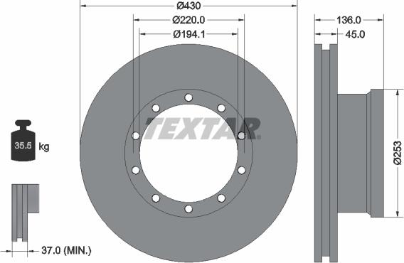 Textar 93101200 - Тормозной диск autospares.lv