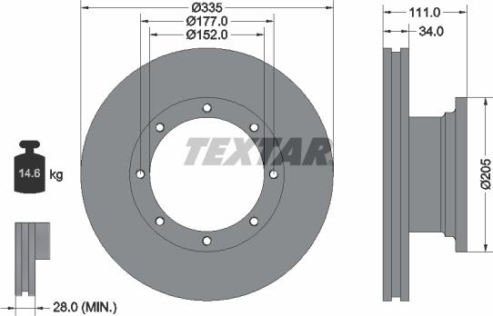 Textar 93102400 - Тормозной диск autospares.lv