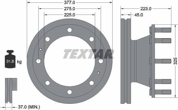 Textar 93188600 - Тормозной диск autospares.lv