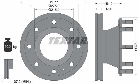 Textar 93127600 - Тормозной диск autospares.lv