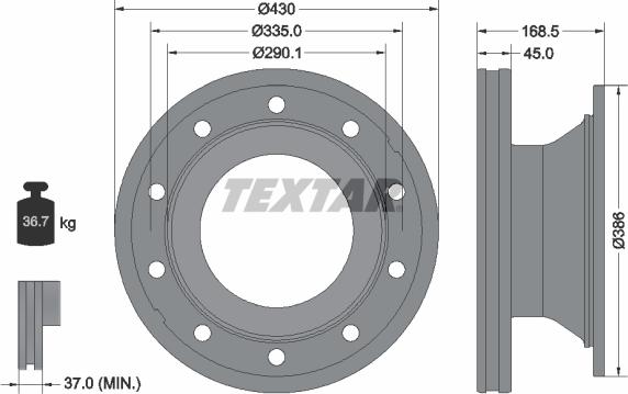 Textar 93296100 - Тормозной диск autospares.lv