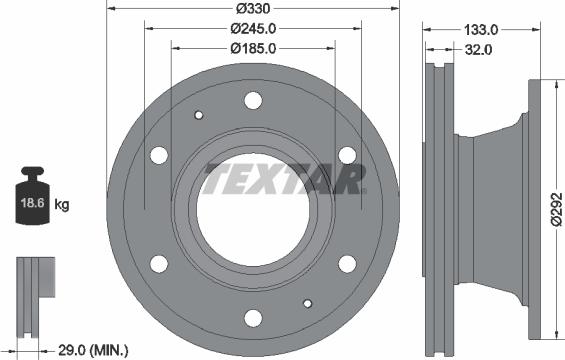 Textar 93221200 - Тормозной диск autospares.lv