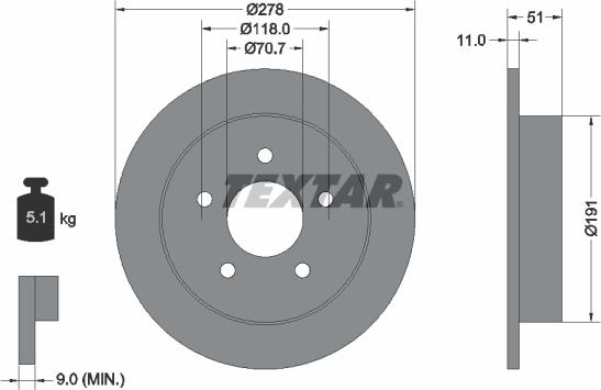 Textar 92099800 - Тормозной диск autospares.lv