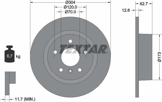 Textar 92095203 - Тормозной диск autospares.lv
