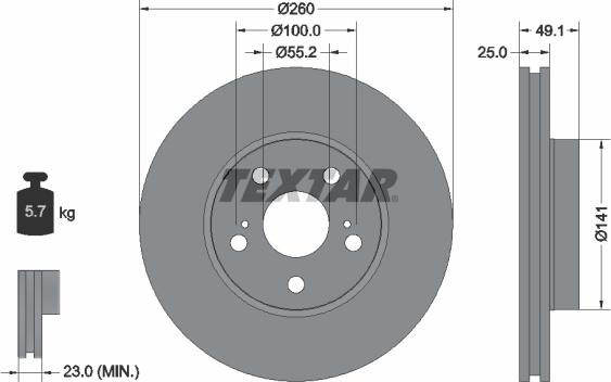 Textar 92096900 - Тормозной диск autospares.lv