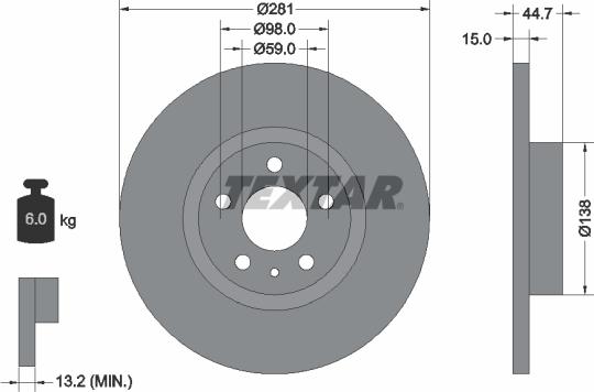 Textar 92096400 - Тормозной диск autospares.lv