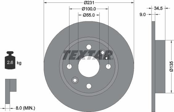 Textar 92096600 - Тормозной диск autospares.lv
